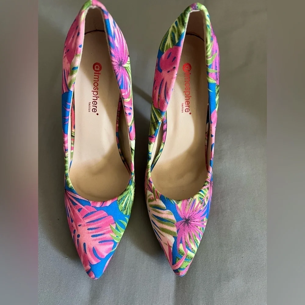 Atmosphere Tropical Floral Design Heels/Pumps 7